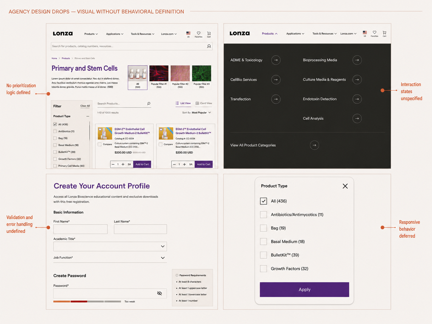 Agency design drops highlighting missing interaction patterns and behavioral definition